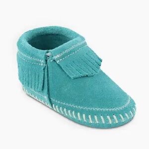 NEW Minnetonka Riley Bootie Moccasin Turquoise Teal Infant Baby Toddler Size 4